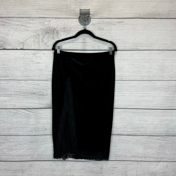 Noisy May Women's Black Ward Lace Trim Velvet Slit Skirt Size Large - Picture 1 of 8